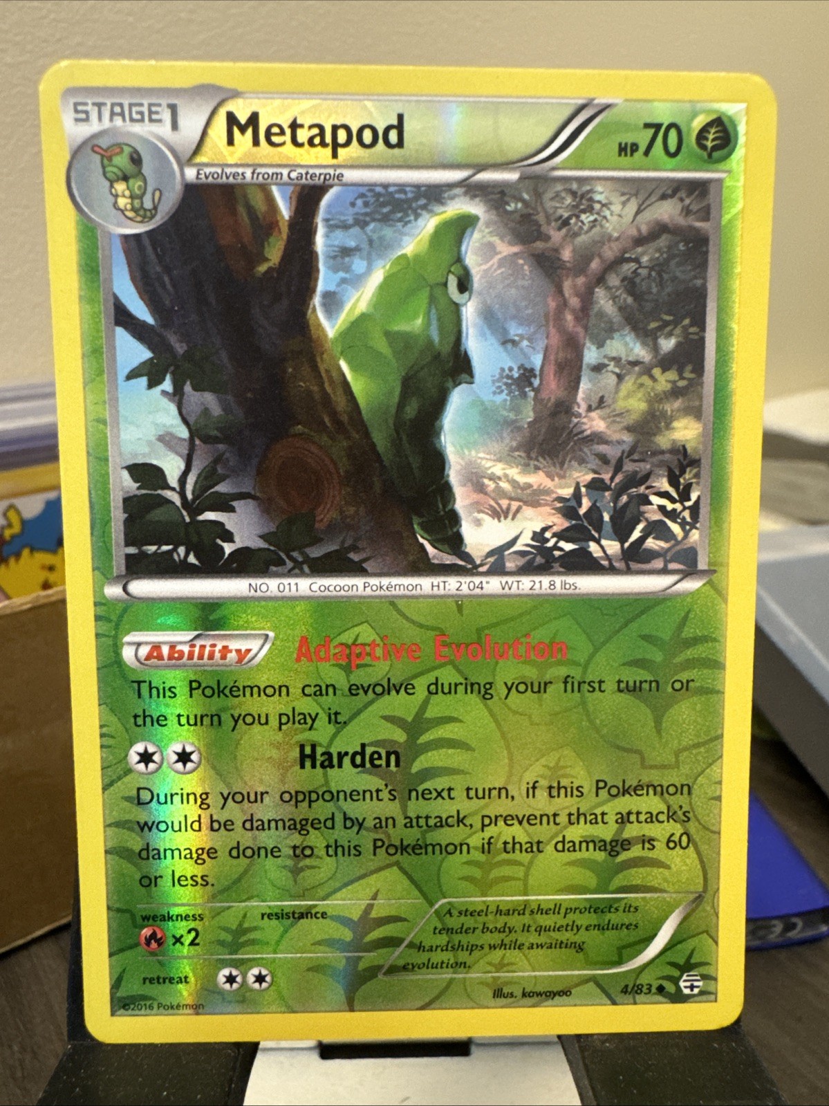 METAPOD - 4/83 - XY GENERATIONS - Reverse Holo - Pokemon Card - NM