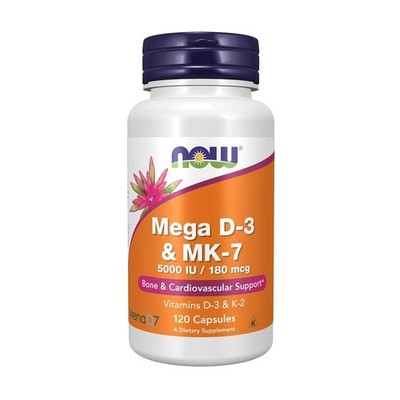 NOW FOODS, MEGA D3 & MK-7 60 Knochen Herz Gelenken 120 Kapseln SUPER PREIS