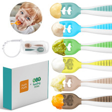 Baby Spoons Set, Feeding Littles X Silicone Pre-Spoon Gootensils for Baby Led We