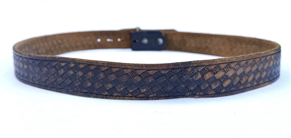 70-е Винтажный Ремень из Черного Золота с Тиснением Феникс Кожа Размер 36 Средний большой - Изображение 3 из 4