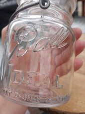 Antique Ball Jar Ideal Glass Lid Wire Top July 14 1908 Quart Jar - Numbered 9