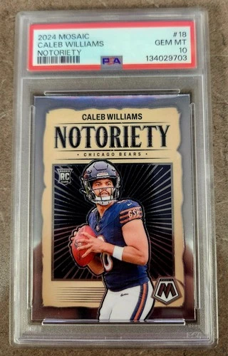 2024 PANINI MOSAIC CALEB WILLIAMS NOTORIETY #18 PSA 10 GEM MINT ROOKIE BEARS #18