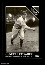 1991 Conlon #257 General Crowder All-Time Leaders Senators 8 - NM/MT