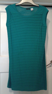 LAURA CLEMENT - LA REDOUTE jade green pin tucked sleeveless dress size 12/14