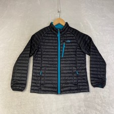 L.L.Bean Kids DownTek Puffer Jacket Black Teal Blue Size M 10-12