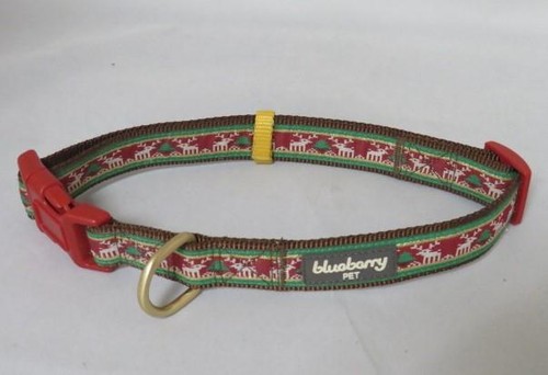 Blueberry Pet Christmas REINDEER & TREE Reflective Dog Collar (Large Neck)