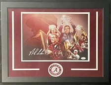 Nick Saban Signed & Framed Alabama Photo Collage Logo Auto (JSA Authentic)