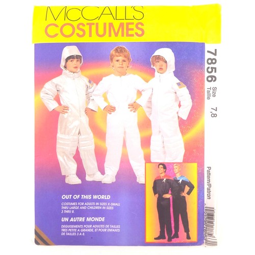 UNCUT Sz 7 8 Sewing Pattern Kid's Astronaut or Star Treck Costume, McCall's 7856 - Picture 1 of 8