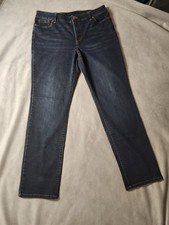 Bandolino Women's Size 10 Amy Straight Blue Denim Jeans Dark Wash, Stretch