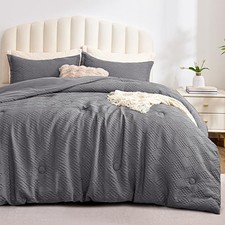Waffle Comforter Queen Size - Super 3 Piece-Queen 90"X90" 15 Grey Waffle