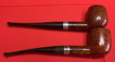 2 Vintage Dr Grabow REGAL Pipes - Pot & Billiard Briar - Silver Band Spade Stem