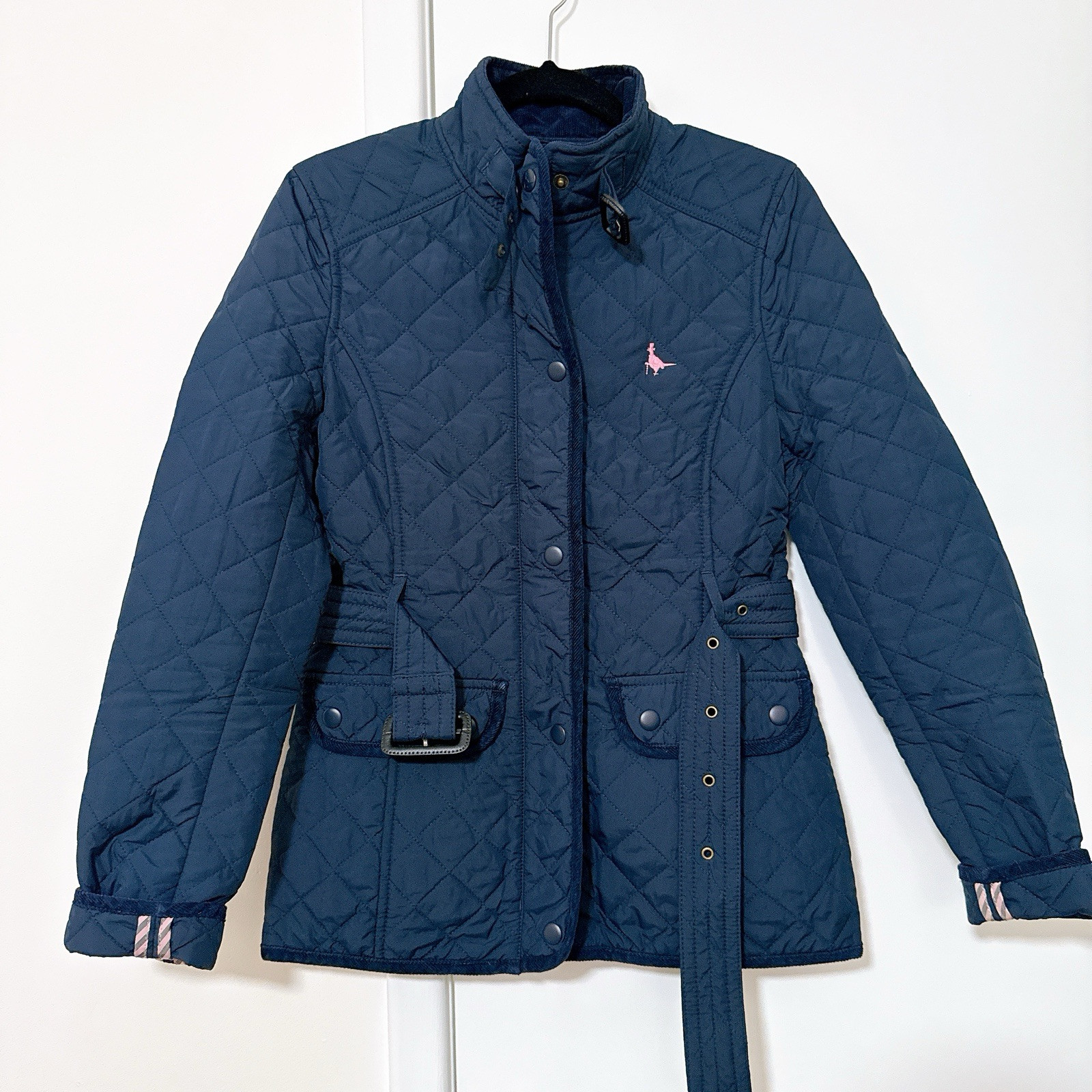 JACK WILLS Women’s Quilted Belted Jacket Navy Size UK 6