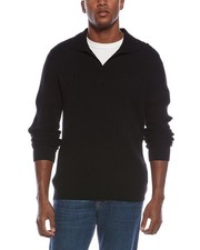 Kier + J Spread Collar Wool & Cashmere-Blend Polo Sweater Men's Black M