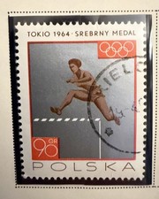 1964 Tokyo Olympics Hurdler 90 gr Poland Stamp