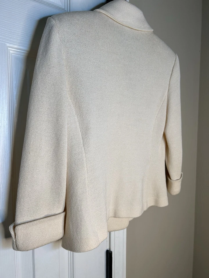 Blazer St. John Talla 2 Tejido Crema Preppy Dinero Antiguo Elegante Foto 2 de 4