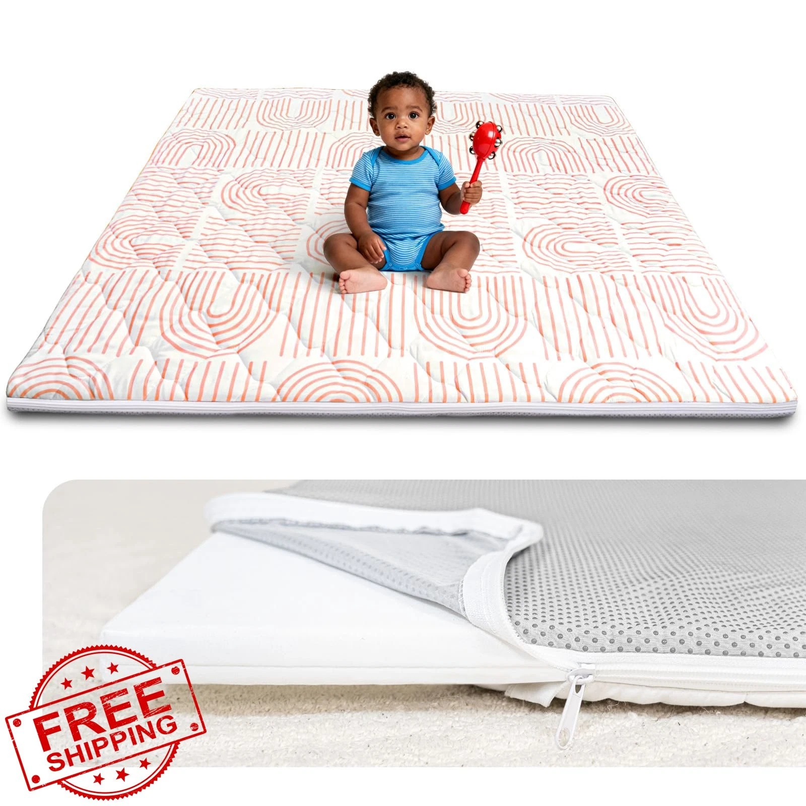 Beavtaens Foam Baby Play Mat 50x50 Rainbow Washable