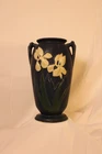 Roseville inspired Iris Vase 924-9 Dark Blue Art Pottery 9”   USA Double Handle