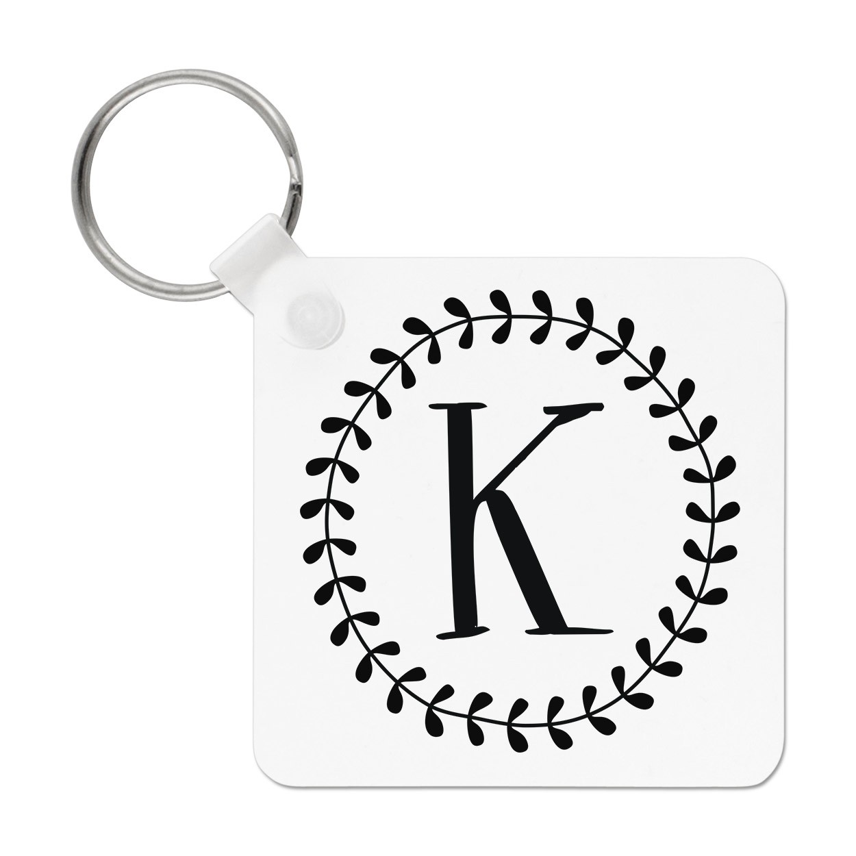 Letter K Floral Wreath Alphabet Keyring Key Chain - Flowers