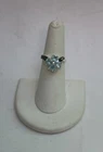 Vintage Sterling Silver Blue Topaz & Marcasite Flower Ring Size 6
