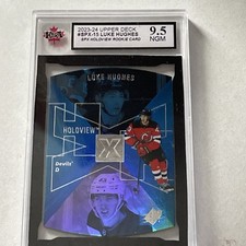 2023-24 Upper Deck SPX Holoview Rookie Card #SPX-15 Luke Hughes - KSA 9.5 NGM. rookie card picture