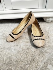 Anne Klein Lux Woven Scalloped Flat Comfortable Slip On Spring Summer Neutral 6M