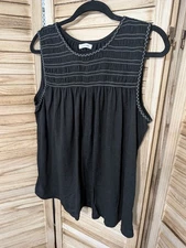 Max Studio Ladies Black Sleeveless Crochet Blouse Tank Size L