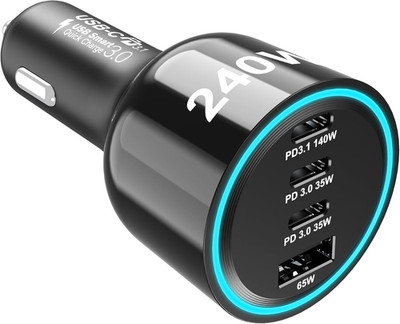 240W USB C Car Charger Super Fast Charging 4-Ports PD3.1 140W/PD3.0 100W PPS 45W