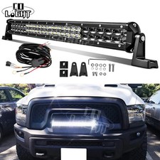 Slim 20 480w Led Light Bar Wfront Grill Bupmer Mount Wire For Dodge Ram Rebel