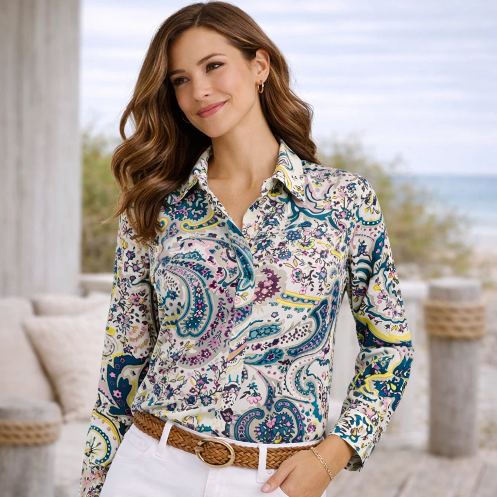 Haut Chemisier Talbots Sans Manches – Corail – Col V – Femme Taille S – Occasion