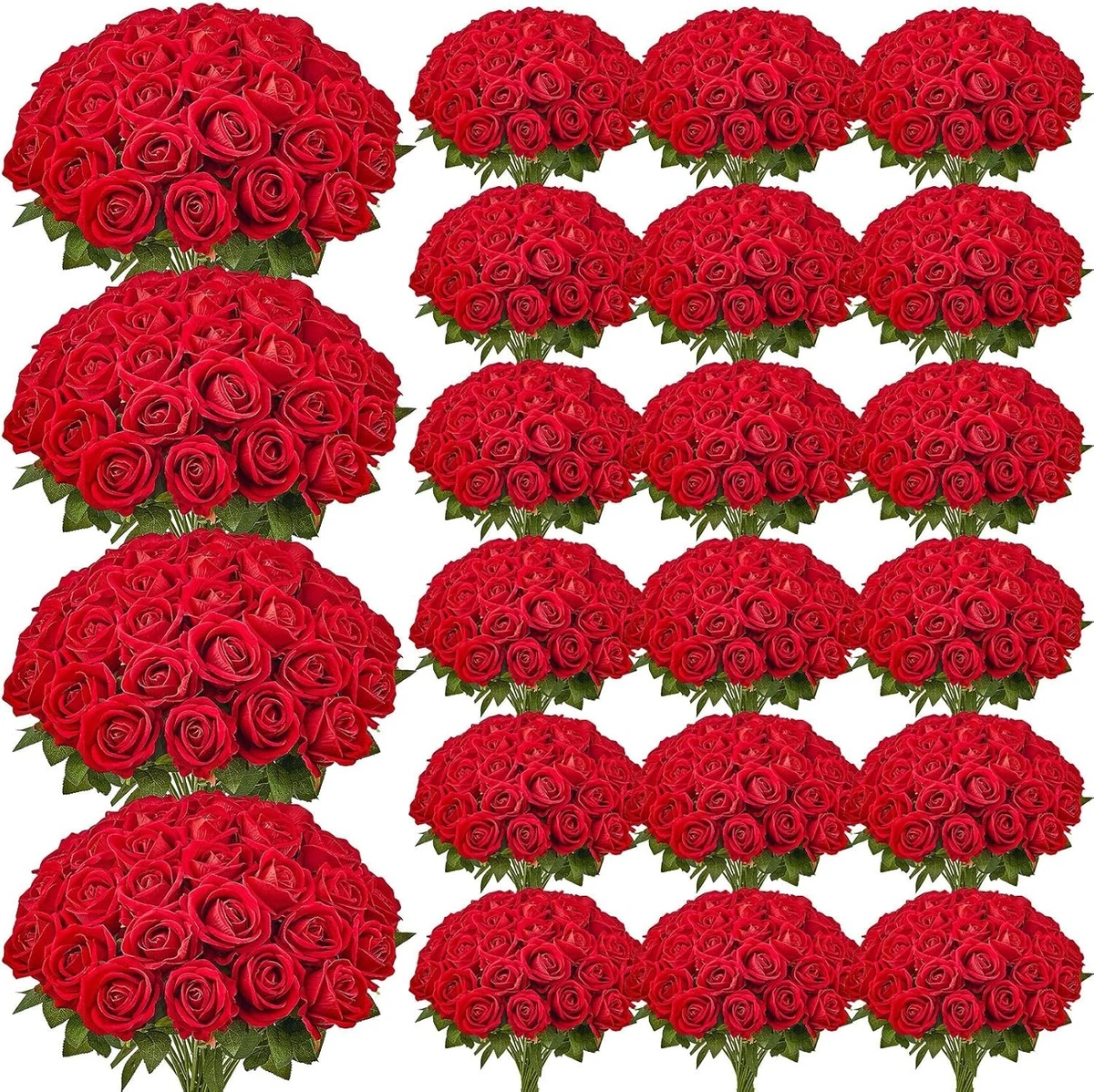 JUSTOYOU Bouquet di fiori di seta rosa artificiale Home Office Composizioni di nozze Rosso (10 PZ
