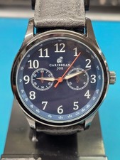 Working Caribbean Joe Faux-Chronograph Dial Men's Brown Leather 43mm Wristwatch