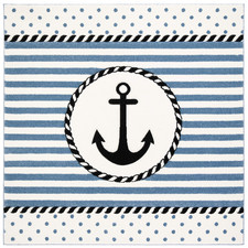 Safavieh Carousel Kids Collection Area Rug - 4 Square Ivory Navy Non-Shedding