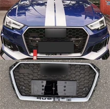 For Audi 2017-2019 A4 S4 RS4 B9 Style Honeycomb Front Mesh Hex Grille silver