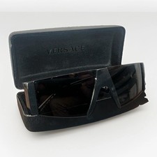 VERSACE VE 4360 GRECA Black Gold Medusa Logo Rimless Mask Sunglasses - With Case