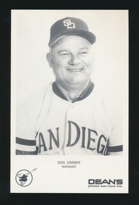 1973 Dean's Photo Service SAN DIEGO PADRES (5-1/2'' x 8-1/2'') -DON ZIMMER (Mgr)