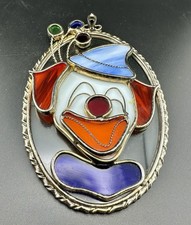 Stained Glass Sun Catcher Happy Clown with Smile  Balloons Multi Color Decor