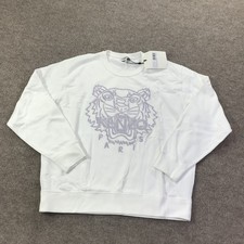 Kenzo Sweatshirt Womens XL White Embroidered Tiger Paris Crewneck Pullover