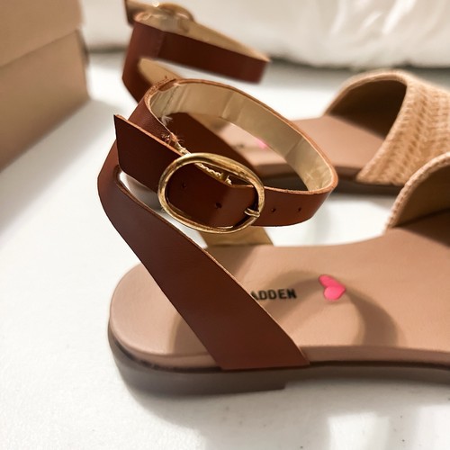 Steve Madden Girls Jdennyy Raffia Sandal, Natural, Size 4 - Picture 3 of 8