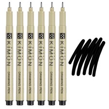 Fineliner Pens, 1mm Fine Points Drawing Pen for Sketching, Pack of 6