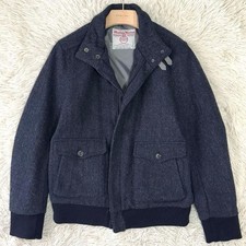 HARRIS TWEED RARE TK Takeo Kikuchi Herringbone Swing Top Harrington Navy L JAPAN