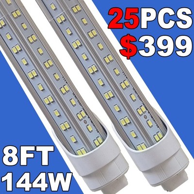25Pack 8FT Led Tube Light HO Base R17D 144W T8 Rotatable 8 Foot Led Shop Light		