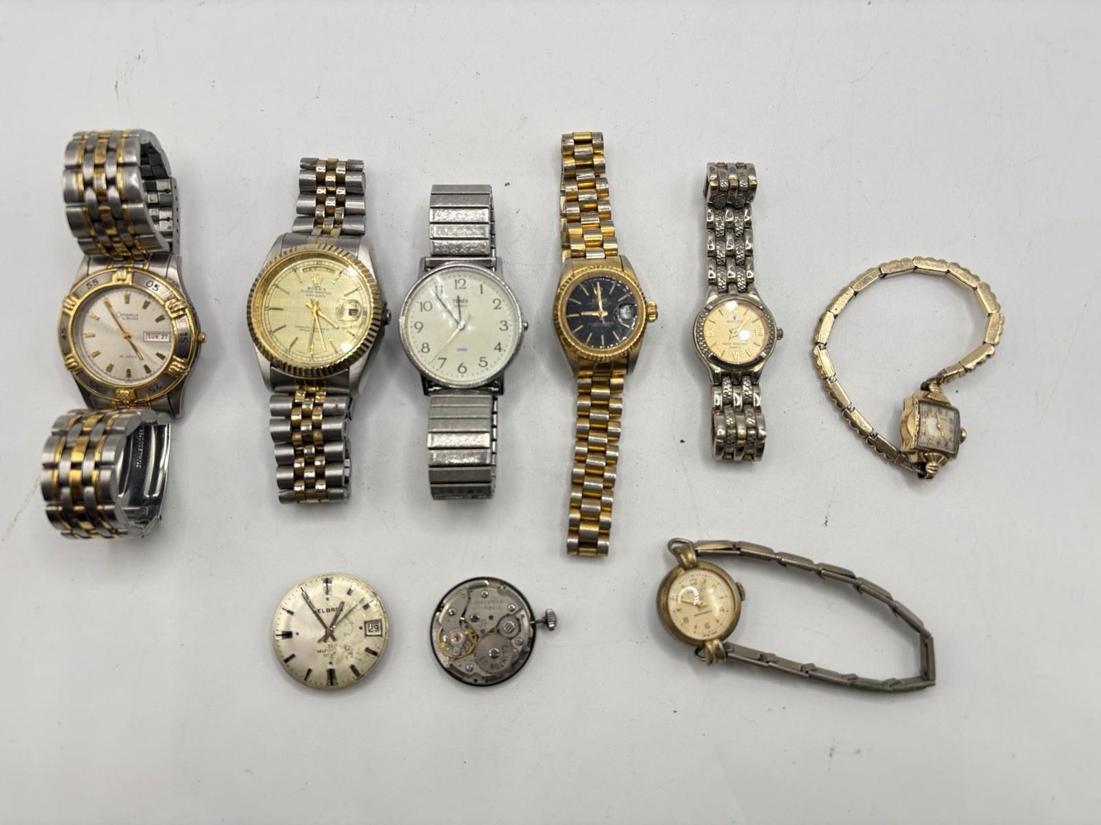 Timex Caravelle Rolex Lot Vintage Parts Clinton Bulova Helbros Repair U3 Watch - vintagewatches.pk