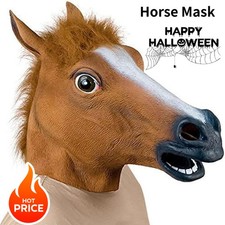 Halloween Mask Horse Head Mask Costume Party Latex Animal Head Mask for Men