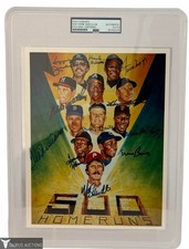 500 Home Run Club Baseball Signed Photograph PSA Mickey Mantle Willie Mays AUTO