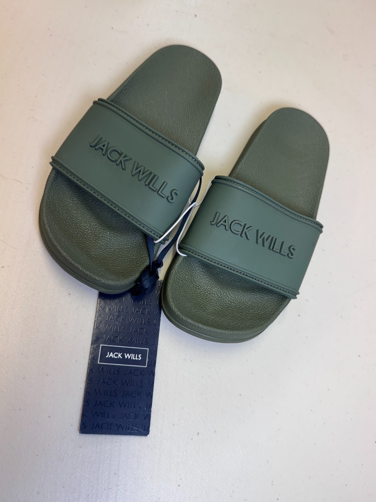 Jack Wills Logo Sliders Khaki Green UK 3 EU 35.5 Pool Slides Sandals BNWT image 7