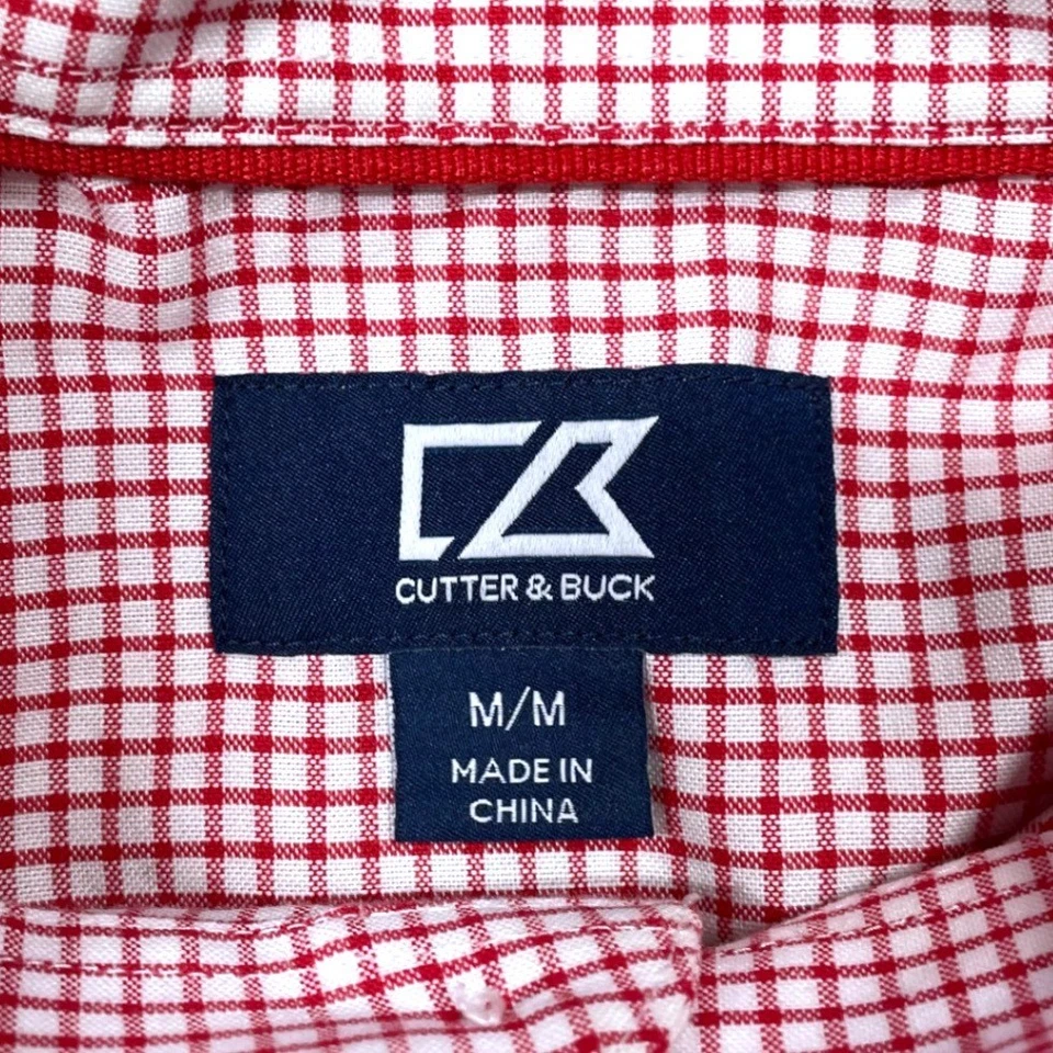 Cutter Buck Mens Red Gingham Button Down Shirt Alabama Crimson Tide A Logo M - Image 2 of 4