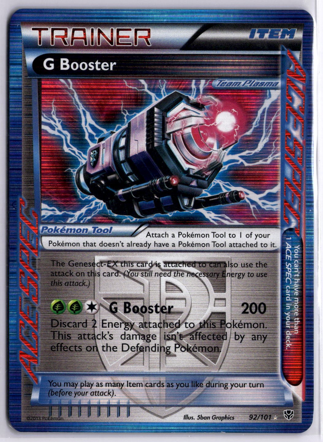 G Booster (Team Plasma) Rare Ace Plasma Blast 92/101 NM