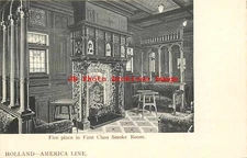 Holland-America Line, Steamship, First Class Smoke Room Fireplace