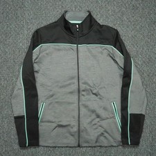 Footjoy Jacket Womens Large Gray Jersey Full Zip Pockets Midlayer Golf Golfing
