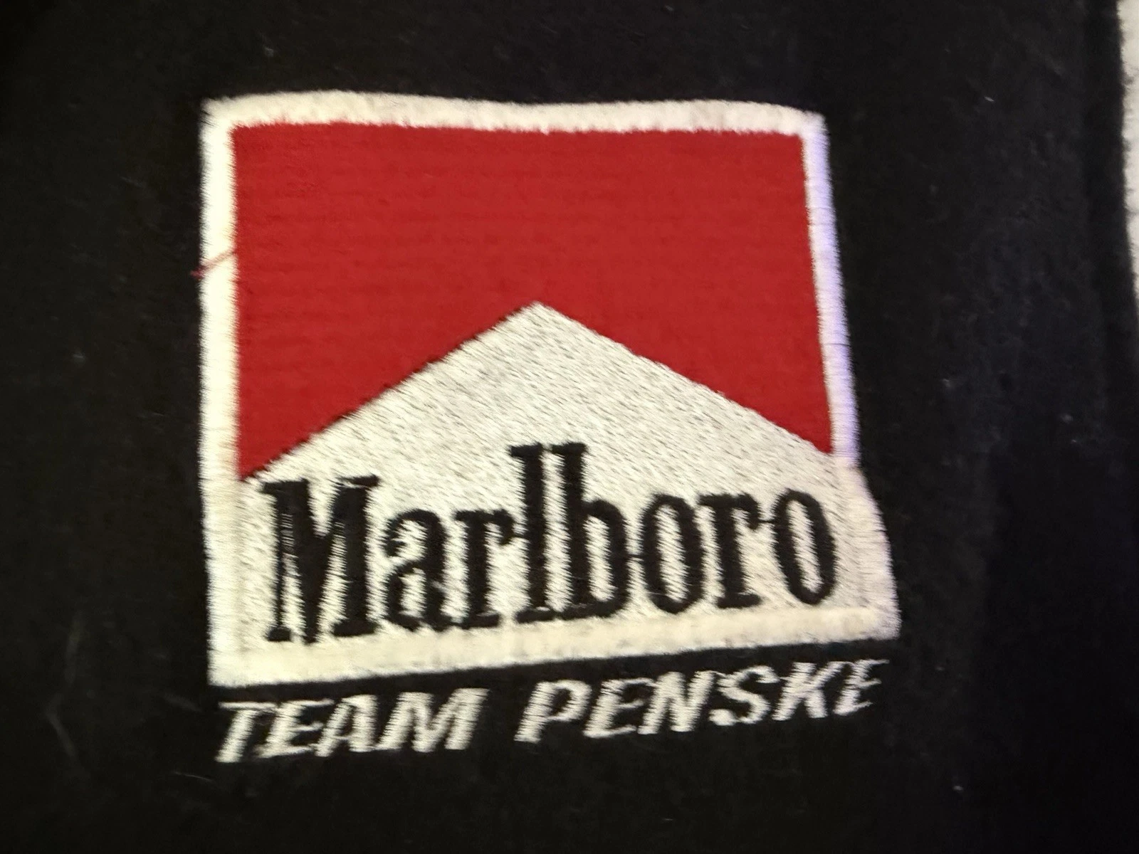 Marlboro Team Penske Leather Bomber Jacket Black/Red Quilted Lined XL image 4